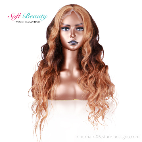 Ready to Ship Wholesale High Quality Loose Wave 13x4 Lace Frontal with Baby Hair  Highlighted 100% Human Hair Wigs